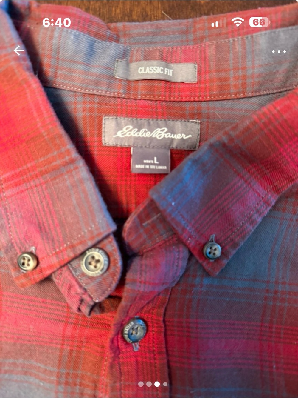 Eddie Bauer Red and Blue Plaid Button-Down Shirt - Men’s